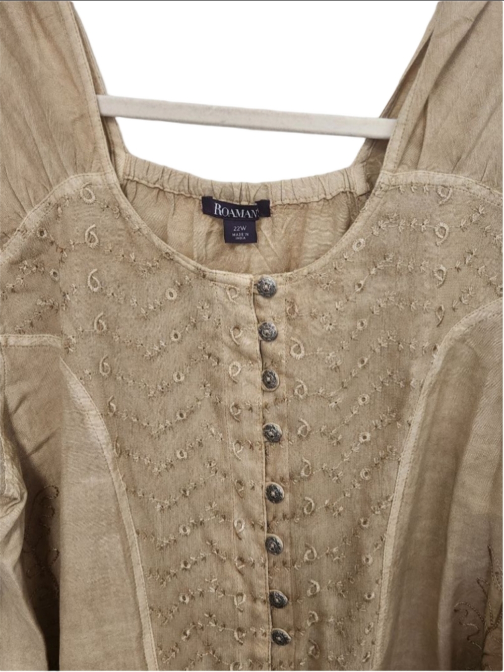 Roaman Beige Embroidered Tunic Top Plus Size 22W - Picture 5 of 10